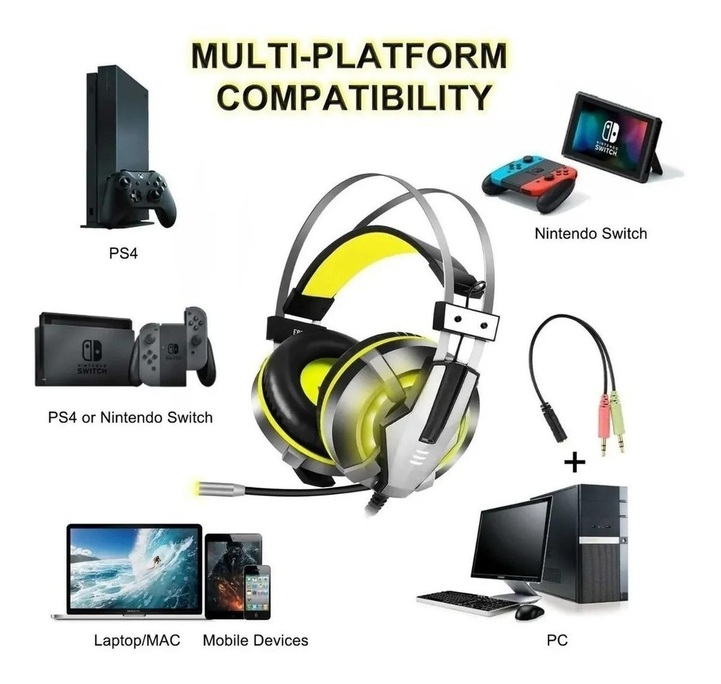 Audífonos Gamer Profesional Eksa E800 Plus Wired