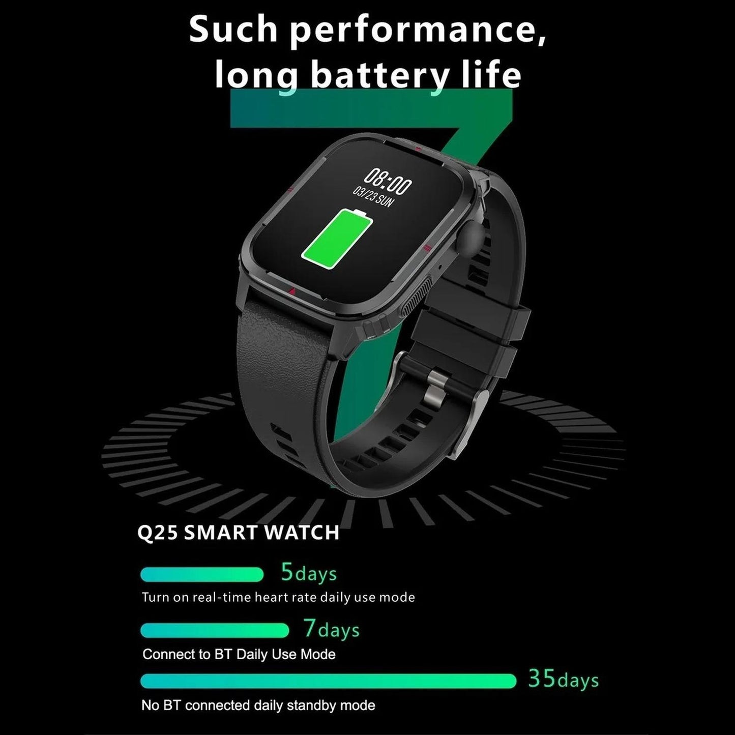 Smartwatch Deportivo Q25 Caja 1.7'' Negro Con Llamadas