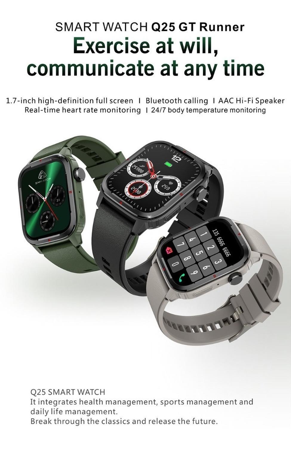 Smartwatch Deportivo Q25 Caja 1.7'' Gris Con Llamadas